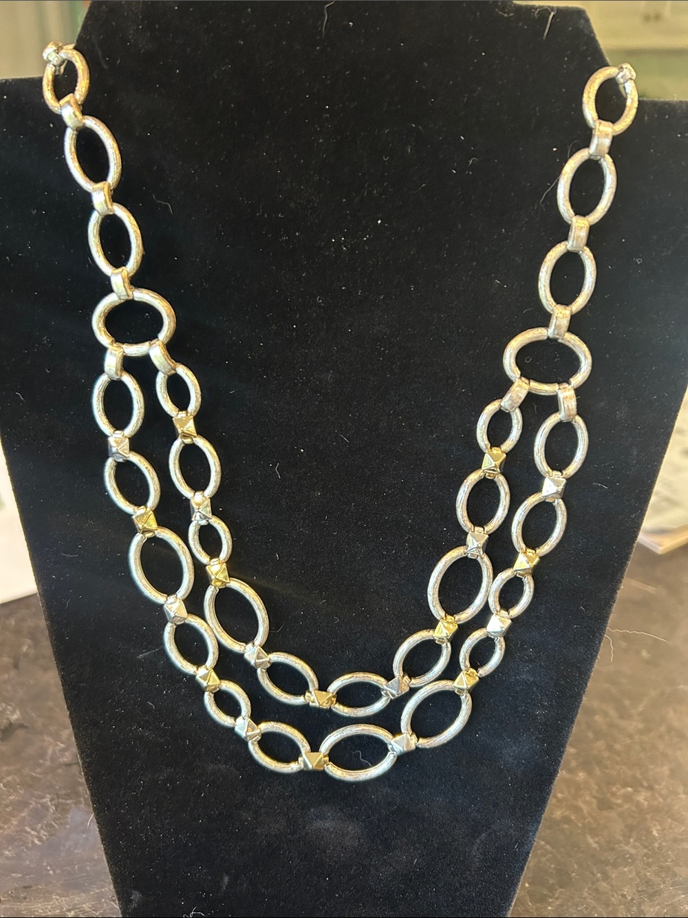 Stella & Dot Two-Tone Gold and Silver Oval Link Necklace